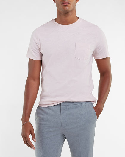 Express- Solid Slub Crew Neck Pocket T-Shirt