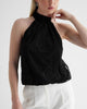 Express- Embroidered Lace Halter Neck Top - Pitch Black 58