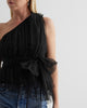 Express- Tulle One Shoulder Peplum Top - Pitch Black 58