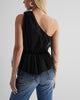 Express- Tulle One Shoulder Peplum Top - Pitch Black 58