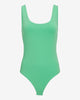 Express- Body Contour High Compression Matte Scoop Neck Thong Bodysuit - Bright Kelly 2910