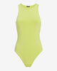 Express- Body Contour Compression Silky High Neck Thong Bodysuit - Lemon Yellow 119