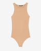 Express- Body Contour Compression Silky High Neck Thong Bodysuit - Pecan 552