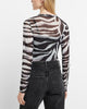 Express- Zebra Print Mesh Crew Neck Bodysuit - Black Print 11