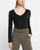 Express- Supersoft Fitted V-Neck Long Sleeve Tee - Pitch Black 58