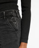 Express- High Waisted Washed Black Side Button Straight Ankle Jeans - Pitch Black 58