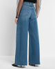 Express- Super High Waisted Medium Wash Raw Hem Baggy Wide Leg Jeans - Medium Wash 20