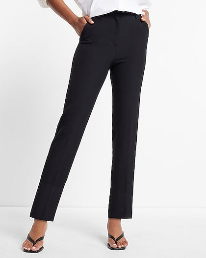 Express- Editor Super High Waisted Straight Ankle Pant - Pitch Black 58