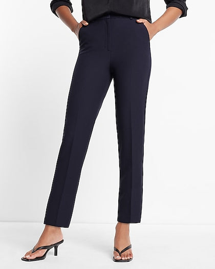 Express- Editor Super High Waisted Straight Ankle Pant - Navy Blue 813