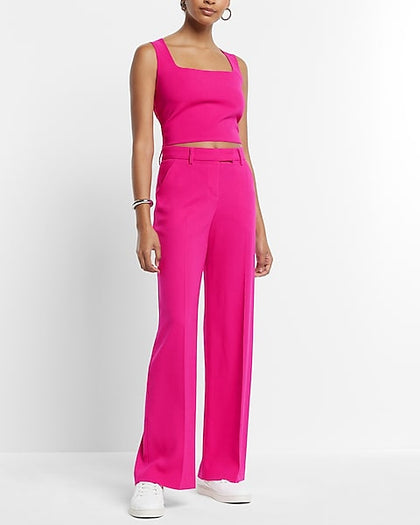 Express- Editor Mid Rise Relaxed Trouser Pant - Neon Berry 259