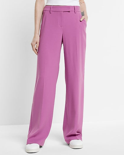 Express- Editor Mid Rise Relaxed Trouser Pant - Light Purple 2504