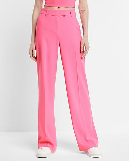 Express- Editor Mid Rise Relaxed Trouser Pant - Gum Pop 2919