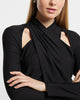 Express- Twist Neck Cutout Long Sleeve Open Back Top - Pitch Black 58