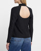 Express- Twist Neck Cutout Long Sleeve Open Back Top - Pitch Black 58