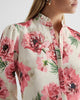 Express- Floral Print Ruffle Neck Relaxed Portofino Shirt - Pink Print 17