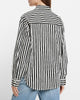 Express- Cotton-Blend Striped Boyfriend Portofino Shirt - Black Print 11