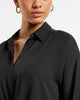 Express- Tie Front Shirt Thong Bodysuit - Pitch Black 58