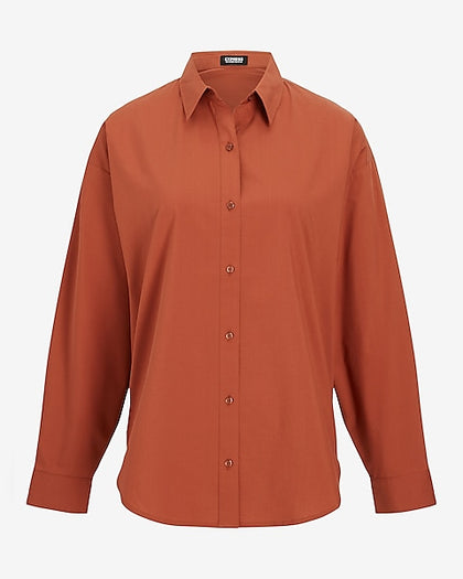 Express- Cotton-Blend Boyfriend Portofino Shirt - Bullion 2757