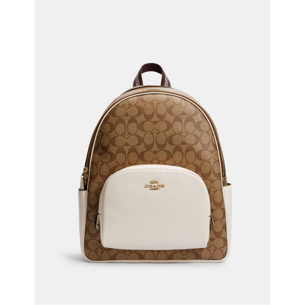 Coach- Im/Khaki/Chalk Large Court Backpack In Signature Canvas – Amreki