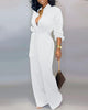 Chicme- Solid Buttoned Pocket Casual Jumpsuit (WHITE)
