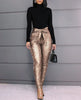 Chicme- New High Waist Tied Detail Sequins Skinny Pants
