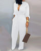 Chicme- Solid Buttoned Pocket Casual Jumpsuit (WHITE)