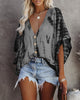 Chicme- Bat Sleeve Tie-dye Print Blouse