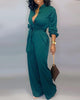 Chicme- Solid Buttoned Pocket Casual Jumpsuit (GREEN)