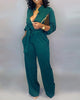 Chicme- Solid Buttoned Pocket Casual Jumpsuit (GREEN)