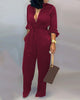 Chicme- Solid Buttoned Pocket Casual Jumpsuit (RED)