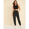 Romwe- Drawstring Waist Slant Pocket Striped Carrot Pants