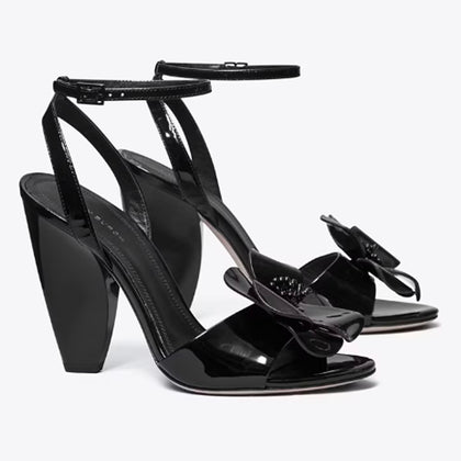 Tory Burch- Flower Heeled Sandal - Perfect Black