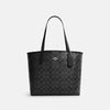 Coach- City Tote In Signature Canvas (Silver/Graphite/Black)