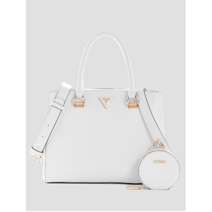 Guess- Alexie Logo Girlfriend Satchel (White Multi)