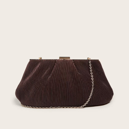 Guess- Brielle Satin Clutch (Brown Leather)