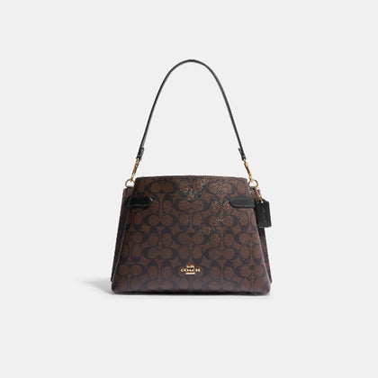 Coach- Hanna Shoulder Bag In Signature Canvas (Gold/Brown Black)