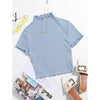 Romwe- Lettuce Edge Rib-knit Tee