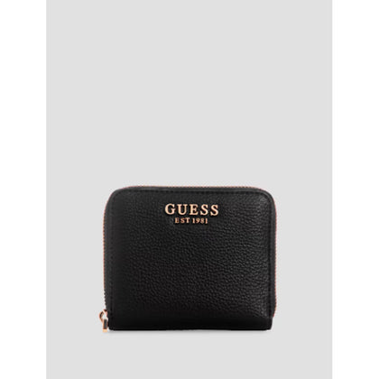 Guess- Kersti Small Zip-Around Wallet (Black Floral Print)