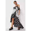 Missguided- Black Polka Dot Ruffle Wrap Maxi Dress