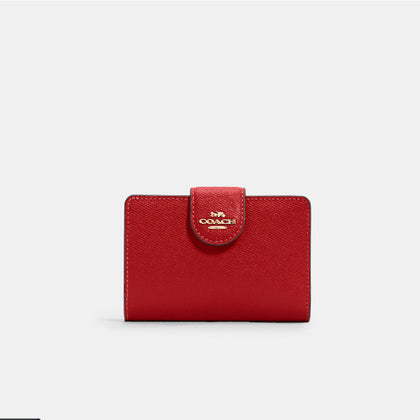 Coach- Medium Corner Zip Wallet (Gold/1941 Red)