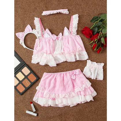 Romwe- 5pack Layered Ruffle Maid Sexy Costume