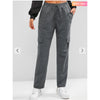 Zaful- Quilted Flap Detail Bowknot Straight Pants - Carbon Gray