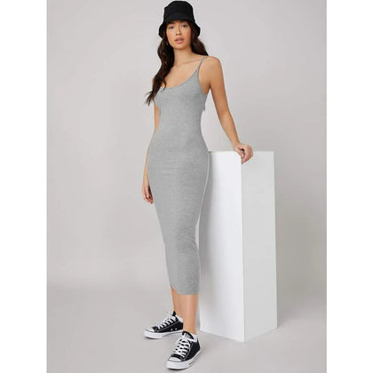 Romwe- Solid Cami Bodycon Dress