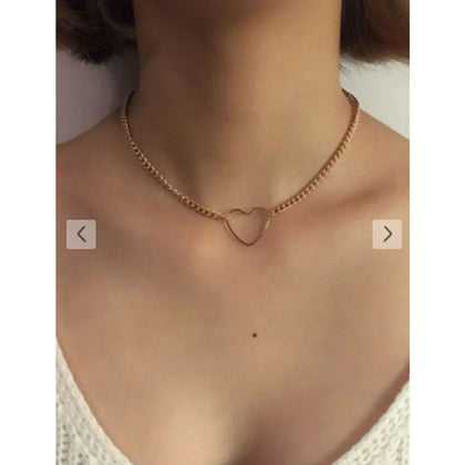 Zaful- Hollow Out Heart Chain Necklace - Golden