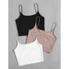 Romwe- 3pcs Solid Crop Cami