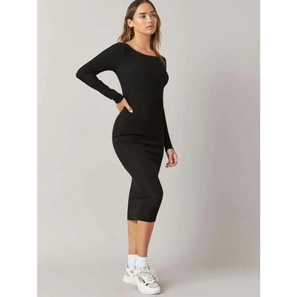 Romwe- Solid Bodycon Dress