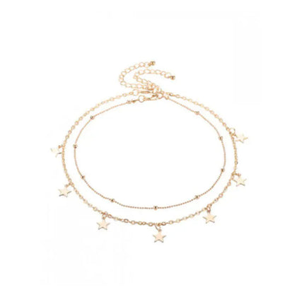 Zaful- Multilayered Star Pendant Choker Necklace - Gold