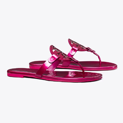Tory Burch- Miller Soft Patent Leather Sandal - Hot Pink