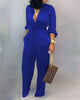 Chicme- Solid Buttoned Pocket Casual Jumpsuit (BLUE)