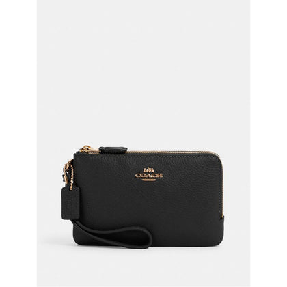 Coach- Double Corner Zip Wristlet - Black